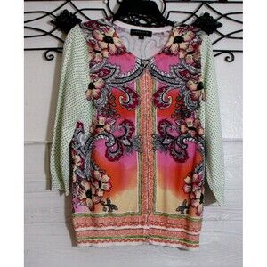 Joseph A. Cardigan Sweater Women's Size M Multicolored Floral Long Sleeve